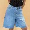 Женские джинсовые шорты длиной до колена с карманами, мешковатые джинсовые шорты-бермуды со средней посадкой, прямые джинсы, короткие брюки