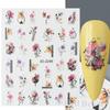 Lily Flower Geometric 3D Nail Stickers Maple Leaves Lines Nail Art Adhesive Sliders Red Berries Decals Decoration PPSTZ-SJ027