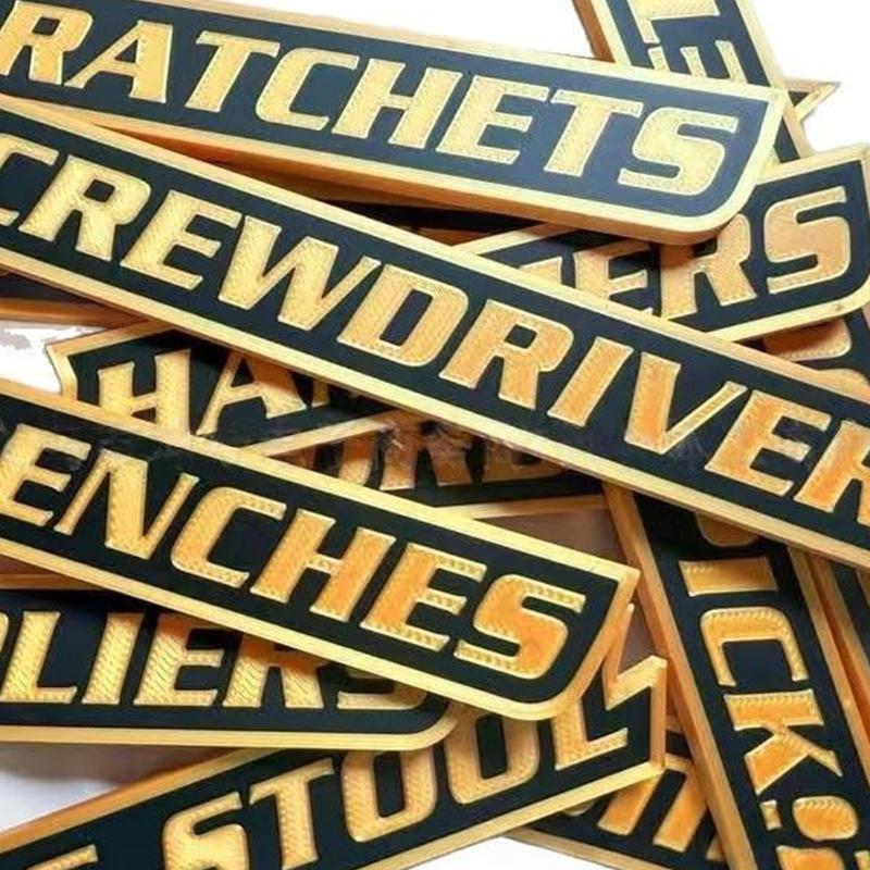 Набор из 12 магнитных наклеек для ящика с инструментами, 3D-печатные наклейки для организации инструментов, многоразовые бирки для стальных ящиков для инструментов, тележек,