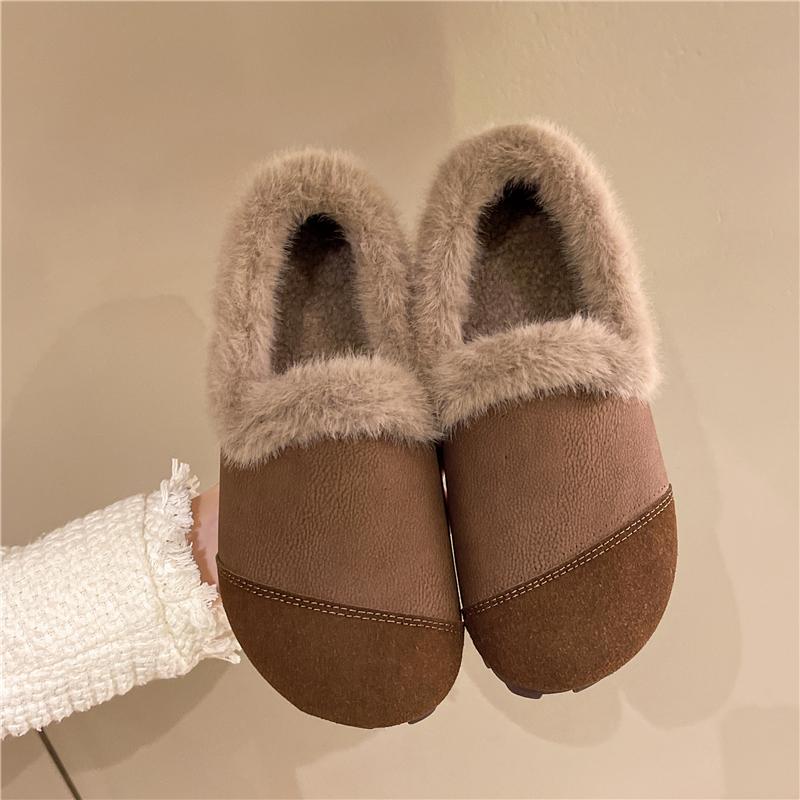 Fashion Aphixta Soft Furry Loafers Flat With Women Shoes Black Casual Round Toe Flats Woman Classic Shoe Autumn Winter Loafers