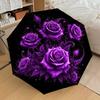 1 шт. Зонт с рисунком фиолетовых роз, автоматическое открытие и закрытие, высококачественный дорожный зонт, легкий и портативный, -1002100