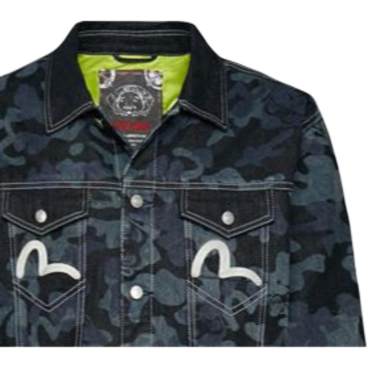 Evisu Family Crest Printed Denim Jacket Men jackets Dark-Blue 1EAHTM9DJ131XX