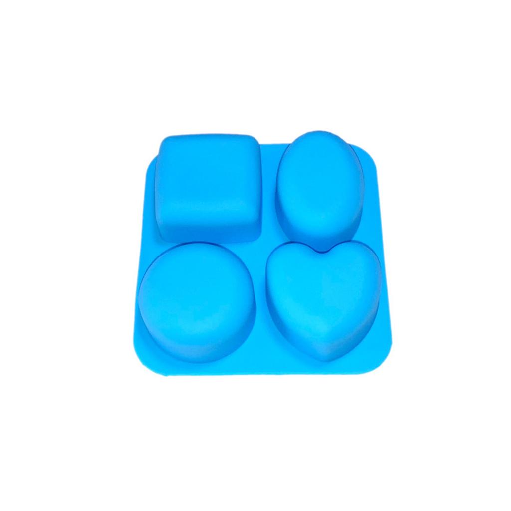 4 Cavity Round Oval Heart Square Shape  Mold Soap Making Silicone Soap Molds Portable Unique Soap Making Tools