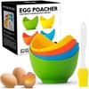 Poached Egg Cooker with Ring Standers Food Grade Non Stick Silicone Egg Poaching Cup for Microwave or Stovetop Egg Poaching