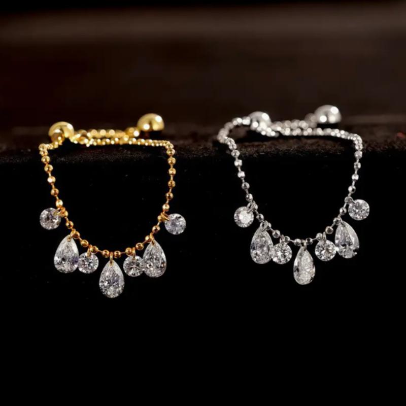 Роскошное Изысканное Регулируемое Кольцо с Неправильной Бахромой в Виде Капель Воды и Цирконами для Женщин, Повседневное, для Посещения Ужинов, Подарок