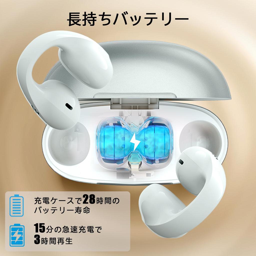 Edifier Comfo C Bluetooth Wireless Comfortable 28 Hours of Ear Cuff Clear IP56 App for and Fitness Open-Ear Headphones, 5.4 Compatible, Earbuds, Fit,