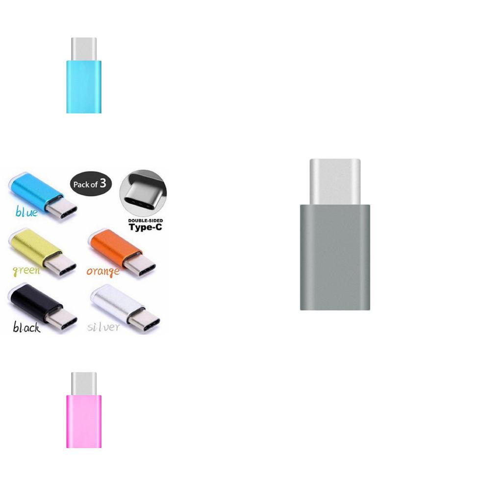 Sleek 3x Metal Micro Usb To Usb-c Type-c Sync Charger Adapter With Reversible Connector