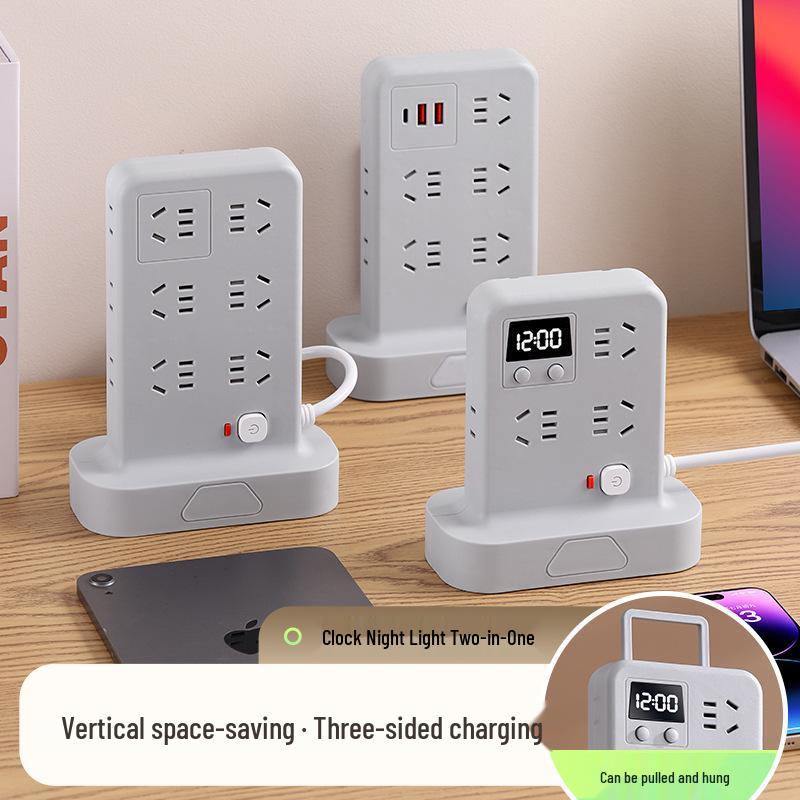 Multi-functional Vertical USB Power Strip with Night Light