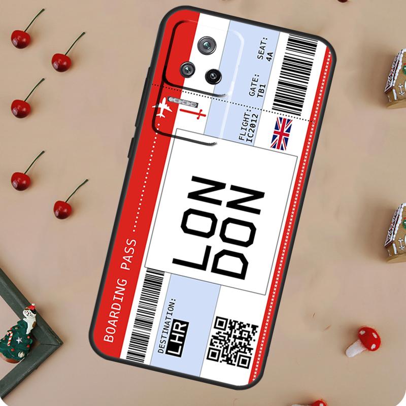 Boarding Pass Ticket Case For POCO X6 Pro X3 X5 F5 M6 Pro F3 M5s Cover For Xiaomi 13T Pro 14 11T 12T 12 13 Lite