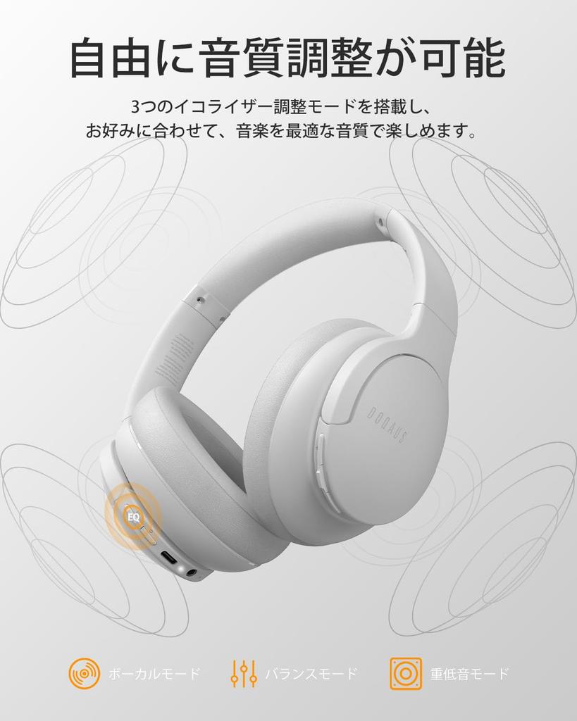 DOQAUS LIFE4 Беспроводные Bluetooth до 90 часов непрерывного 3 EQ AAC Проводной и беспроводной дизайн для комфорта Наушники, 5.3, Воспроизведение, Режимы,