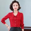 Women's Chiffon Long Sleeve Doll Collar Top for Spring/Autumn