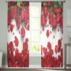 Красная роза, зеленый лист, растение, красивые прозрачные шторы для гостиной, спальни, украшения, оконная вуаль, утренняя тюлевая занавеска