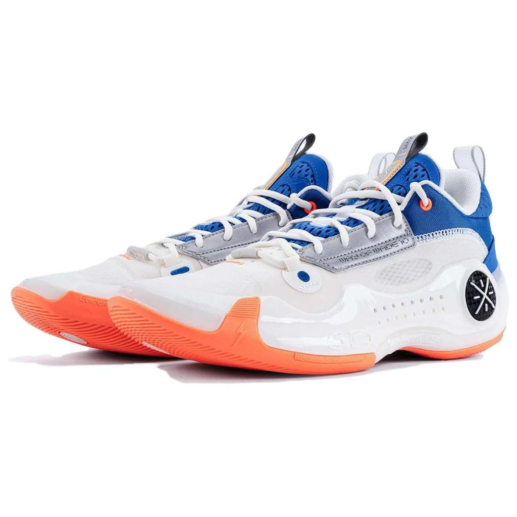 Li Ning WOW 10 ТПУ Нескользящие Износостойкие Низкие Баскетбольные Кроссовки Мужские Белый Синий Красный ABAS083-39