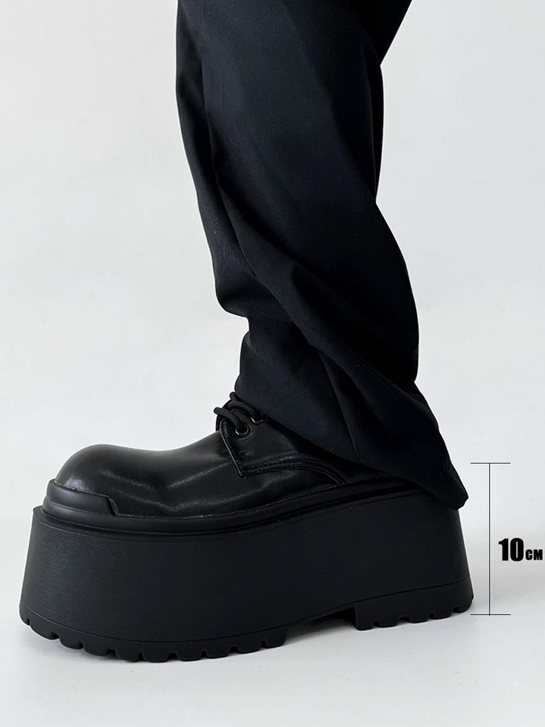 Fashion NEW 2024 Casual Design Men Same Platform Goth Punk Style Lace-up Big Head Muffin Bottom Subcultural Leather Shoes 10cm