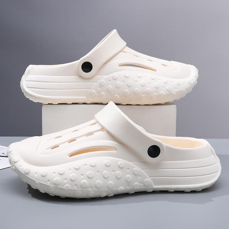 Summer Men's Solid Color Non-slip and Wear-resistant Hole Shoes, Thick Soles Increase Height, Leisure and Comfort, Outdoor Beach