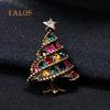 Fashion Colorful Crystal Stone Christmas Tree Metal Brooch Pin Xmas Gift for Women