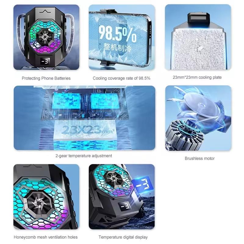 SL31 Радиатор с задним зажимом для мобильного телефона, охладитель TEC с дисплеем температуры, охлаждающий вентилятор для игр для телефонов iPhone Samsung Android
