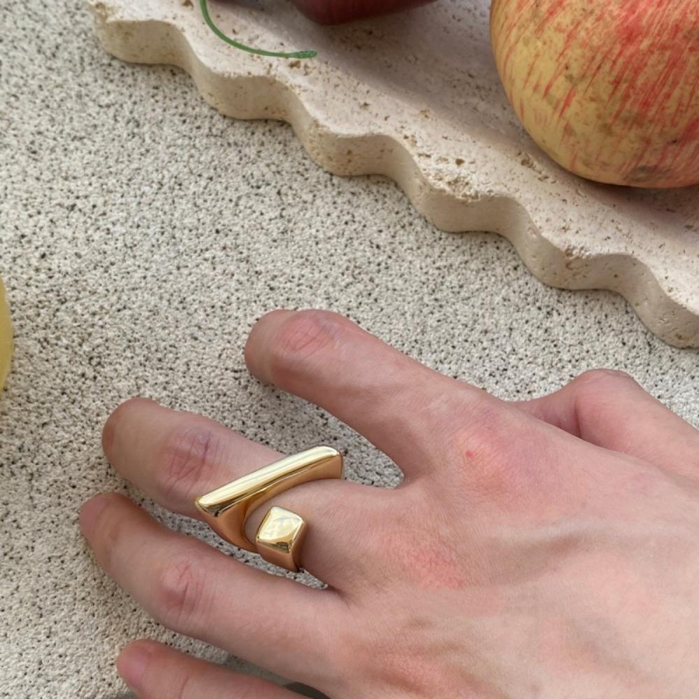 Регулируемое кольцо на палец Геометрическое посеребренное открытое кольцо Необычное кольцо Для вечеринки Подарок на день рождения