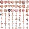 Серия Rose Gold Подвески-бусины в форме сердца Цветок Зажим Медь Подходит для Европейских Оригинальных Браслетов Сделай сам Элегантные Украшения