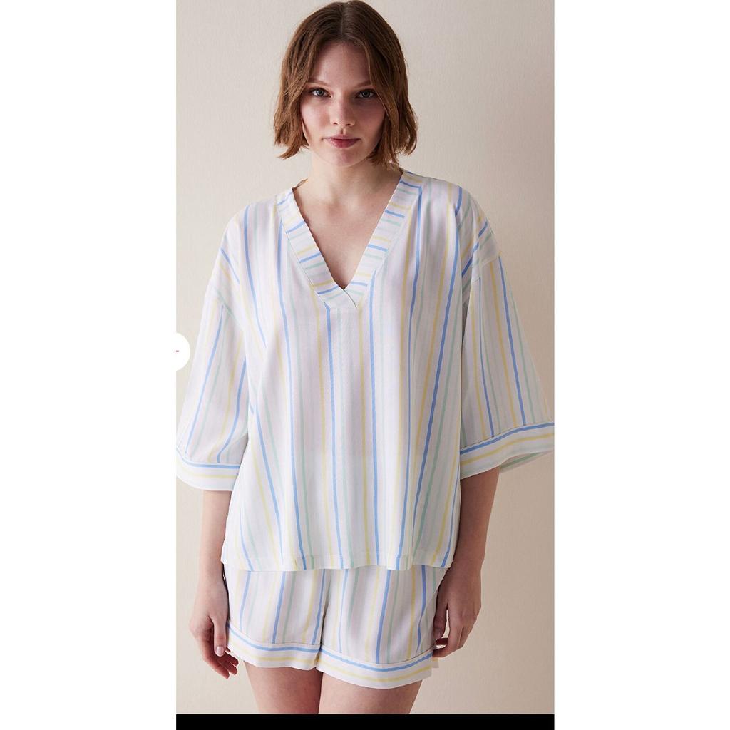Colored Stripes Multicolored Shorts Pajama Set