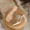Internet Celebrity Fashion Word with Transparent High Heel Cool Slippers Wear 2025 New Women's Thick Heel Crystal and Nude Sandals