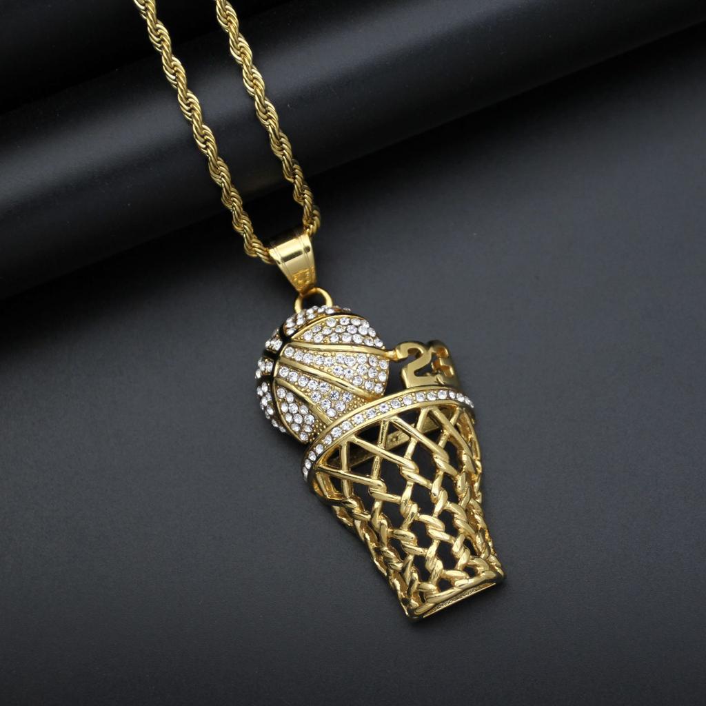 Новые хип-хоп спортивные модные ювелирные изделия с бриллиантами в виде баскетбольной сетки с подвеской на ожерелье