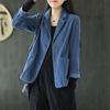 Vintage Jacket with Suit Collar Corduroy Solid Color Short Jacket Women's Long Sleeved Casual Top Large Pocket Spring Autumn