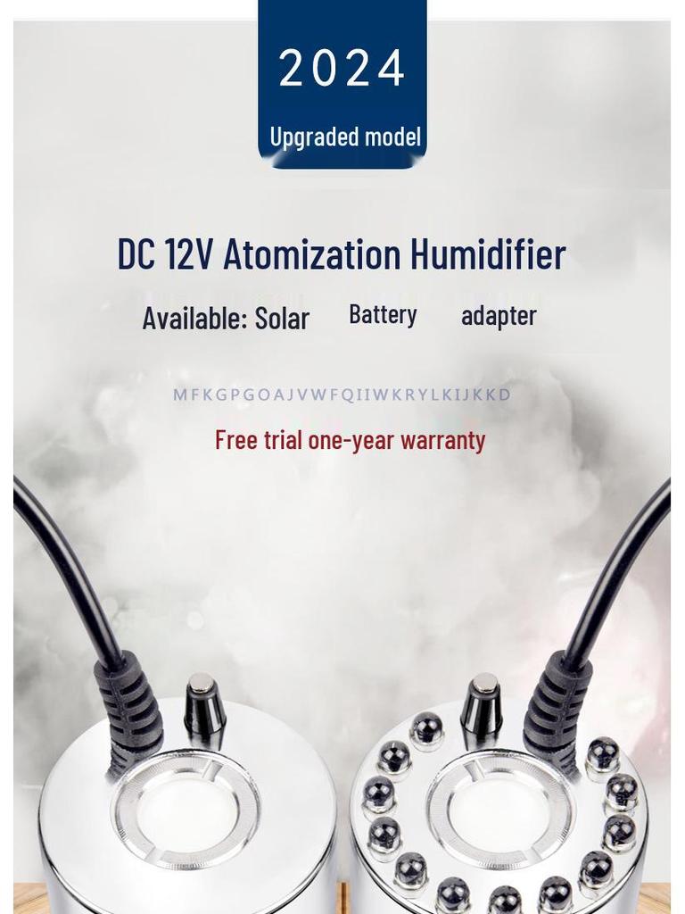 12 В Ультразвуковой туманообразователь с одной головкой на солнечной батарее, увлажнитель