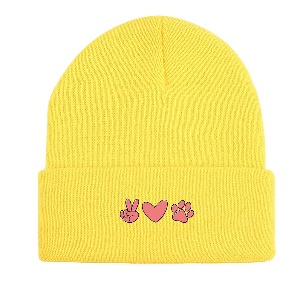V Жесты Сердце Собака Лапа Принт Вязаная Шапка Шапочка, Кепка Животное Человек Осенняя Мягкая Повседневная Шапка-Боббл Вязаная Шапка Шапочка