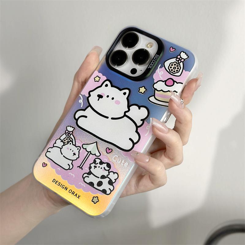 Чехол для iPhone 14/15ProMax и Huawei P70 с рисунком Apple Frosted Laser