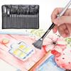 24Pcs Painting Brush Set Nylon Wool Wooden Handle with Bag for Acrylic Watercolor PaintGray