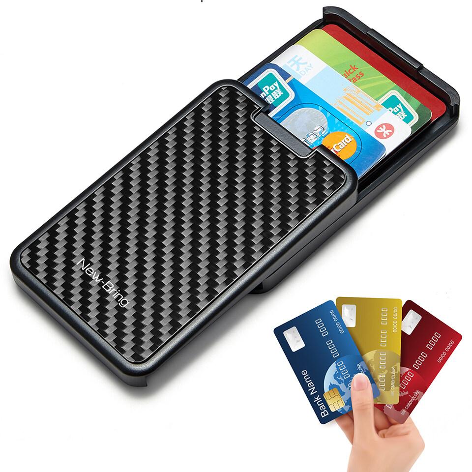 NEW RFID Blocking Sliding Wallet Card Holder Plastic Card Money Purse Carbon Fiber Black Cards Boxs Minimalism ID Credit Card Holders Card Cases