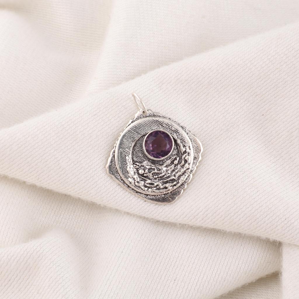 Amethyst Pendant Gemstone Jewelry, 925 Solid Sterling Silver Pendant, Gift For Women Handmade Pendant