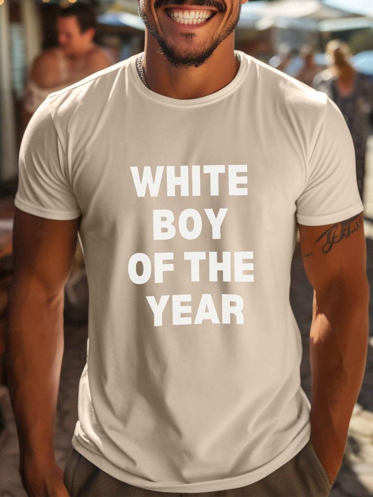 Novelty Unisex WHITE BOY OF THE YEAR T Shirt Cotton Top Tee Casual Trend Oversized ONeck Unisex Summer Spring Vintage Harajuku