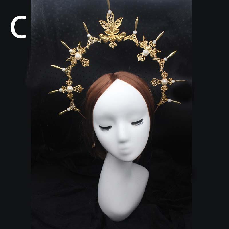 16Styles Lolita Virgin Mary Baroque Tiara DIY Material Package Gorgeous Gothic Vintage Church Halo Crown Headband