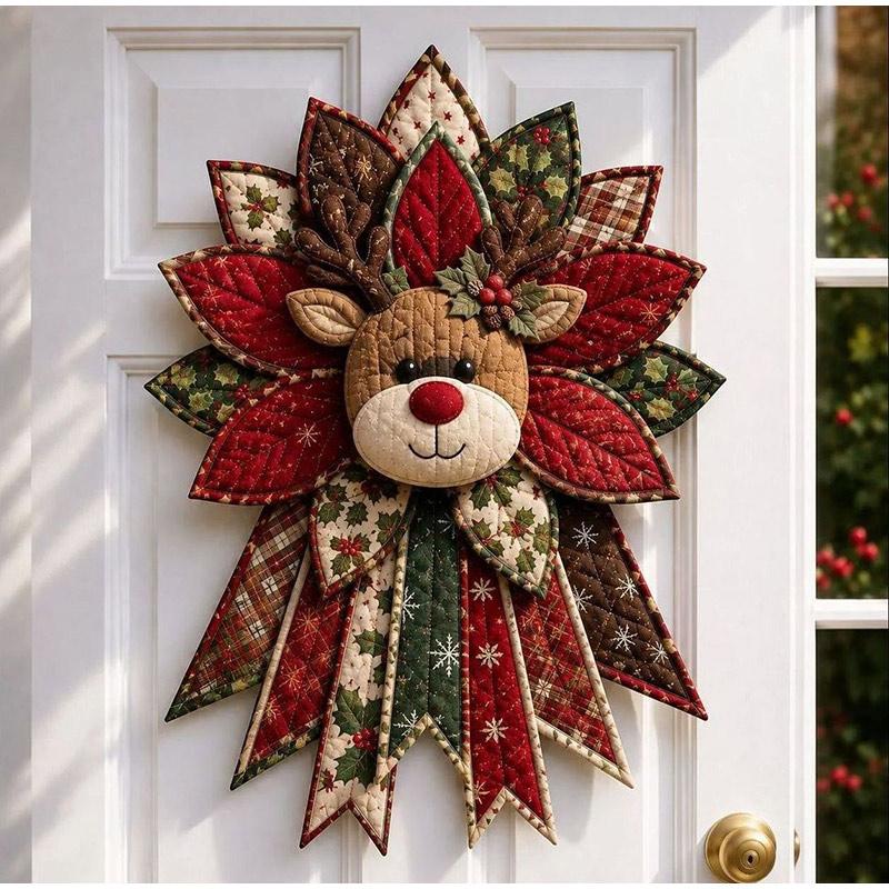 Christmas Patchwork Door Hanging Diy Set Sewing Handmade Patchwork Tree Decor Fabric Panel Sewing Material Home Holiday Decorat