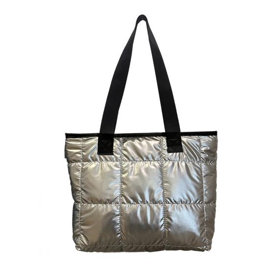 Сумка-тоут женская стеганая на плечо глянцевая пухлая сумочка легкая застежка-молния кошелек для работы путешествий спортзала шопинга