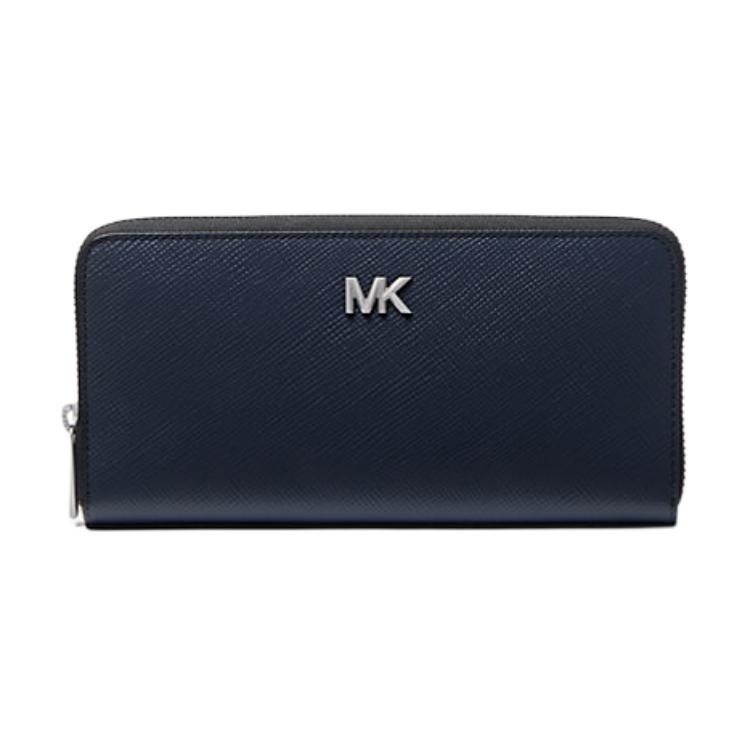 Michael Kors MK Hudson Кожаный кошелек с логотипом Маленькие мужские кошельки Темно-синий 39S5LEDZ3L-NAVY