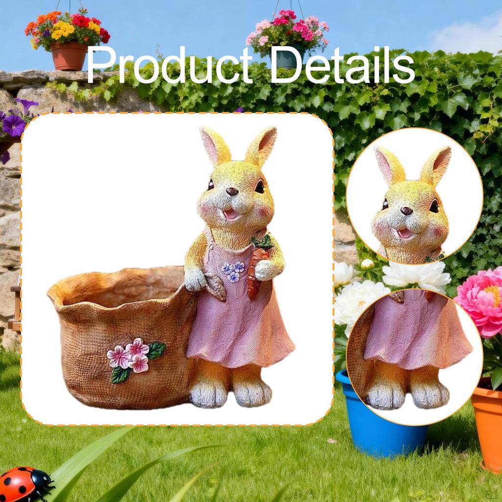 Bunny Planter Pot Flowerpot Cute Home Decoration Craft Multipurpose Flower Resin for