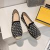 Fashion Women Crystal Pearl Flats Handmade Shoes Hemp Espadrilles Femmes Rubber Loafers Fisherman Trendy Moccasins Oxford Sneakers Woman