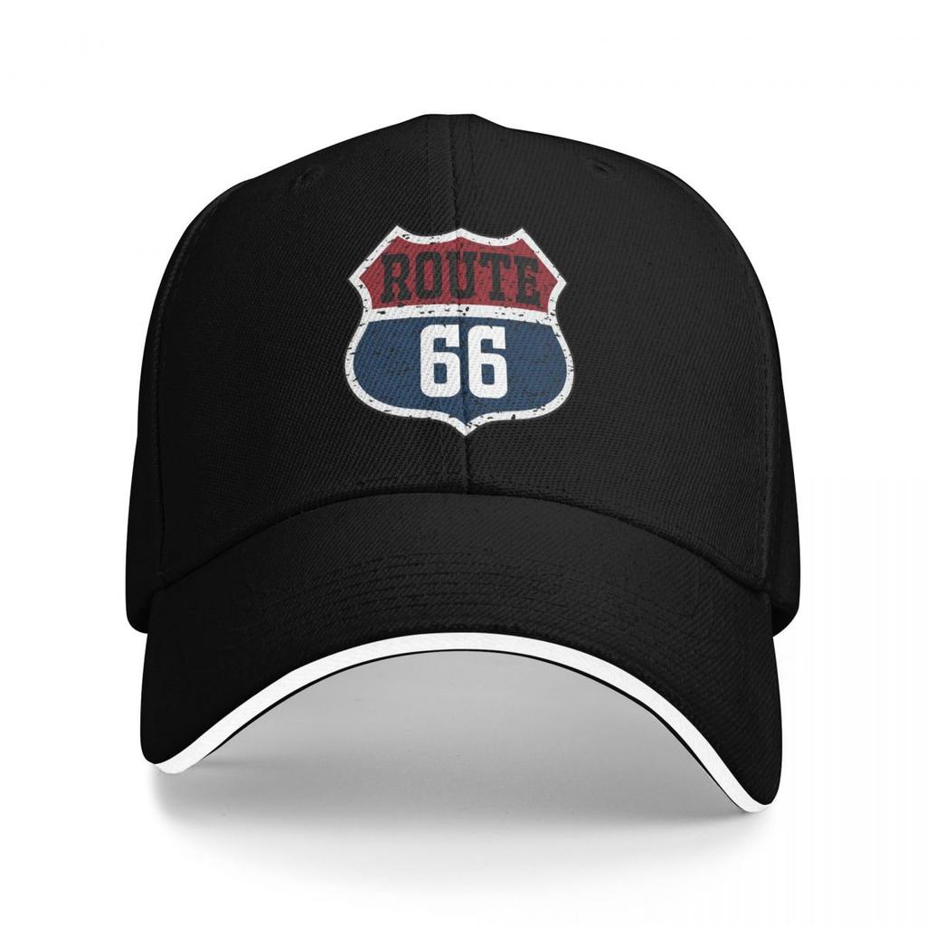 Unisex Baseball Hats Vintage Route 66 Round Sign Logo Outdoor Streetwear Summer Sports Baseball Caps Hip Hop Cap Casquette Hats