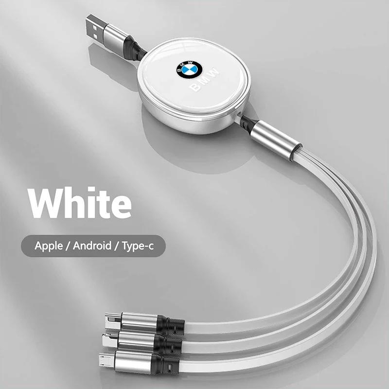 UYDH3 Hot 2025 Cable Scalable Phone Car Interior 3 In 1 USB Fast Charging Cable For BMW Series X1 X3 X4 X6 E90 E91 I3 I4 F30 F48 F30 F