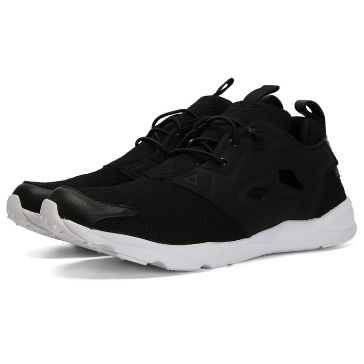 Reebok Furylite Knit Кроссовки унисекс с круглым носком, на шнуровке, нескользящие, прочные, с низким верхом, повседневные, черные CN0309