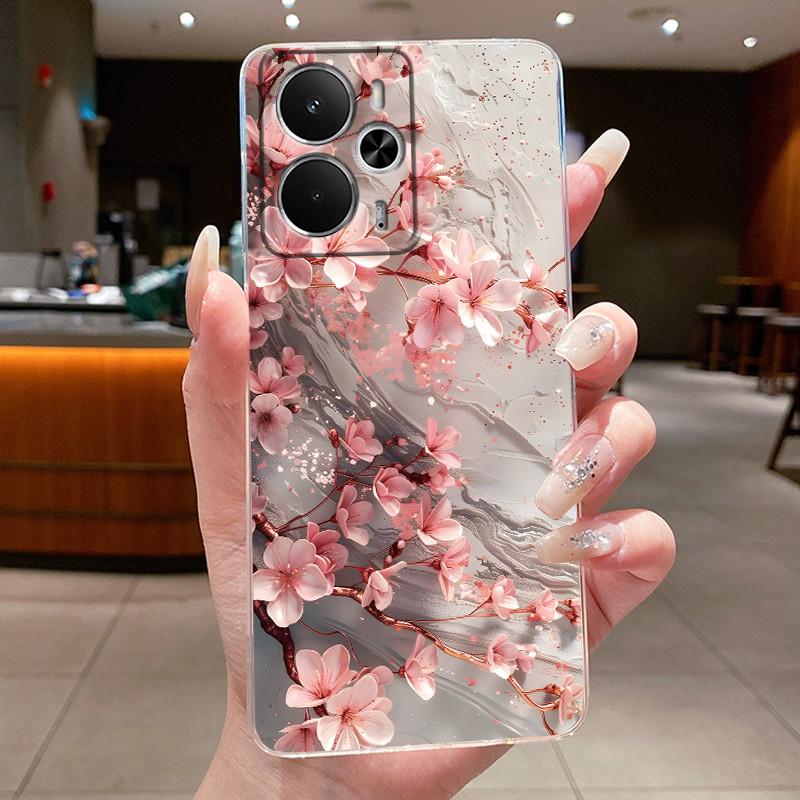 Casing For Realme 14 5G RMX5075 14T RMX5078 Phone Case Clear Luxury Butterfly Fashion Flowers Soft Silicone TPU Protective Cover