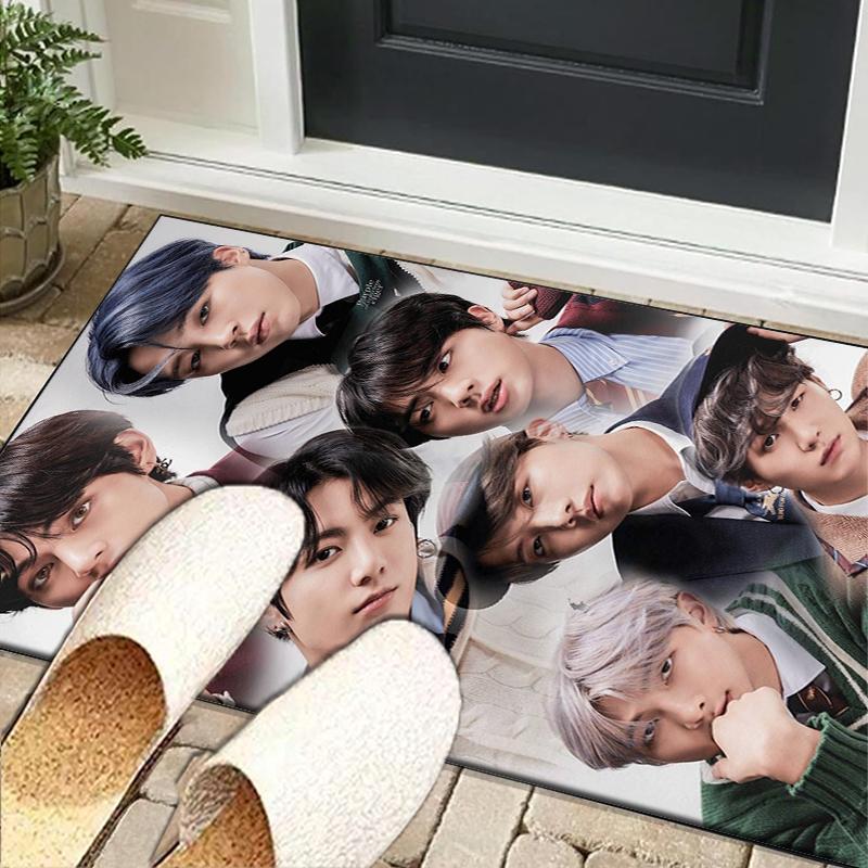 BT kpop Artwork Office Rug Chair Mat, Game Carpet, Suitable for Front Door, Bedroom, Living Room, Desk, Holiday Gift