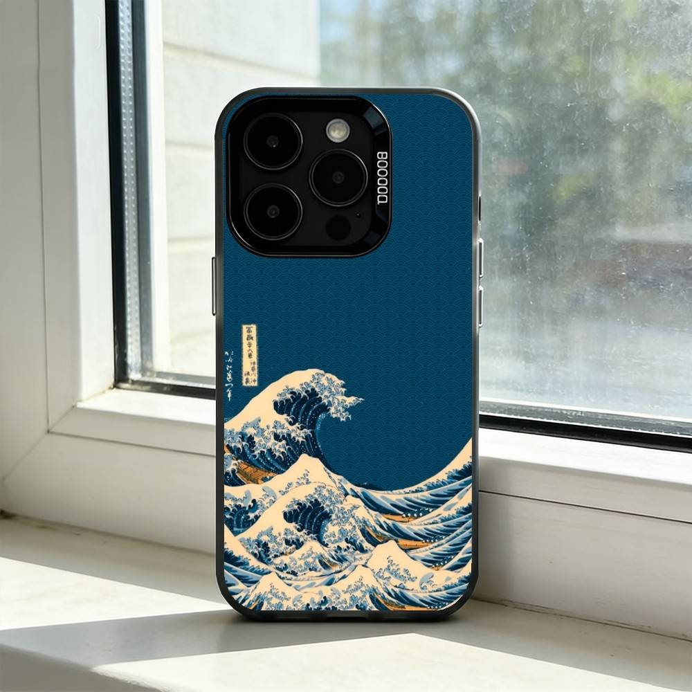 Чехол для телефона «Большая волна у Канагавы» для iPhone 17,16,15,14,13,12,11 Plus,Pro Max,XS, Цветной Серебристо-Черный