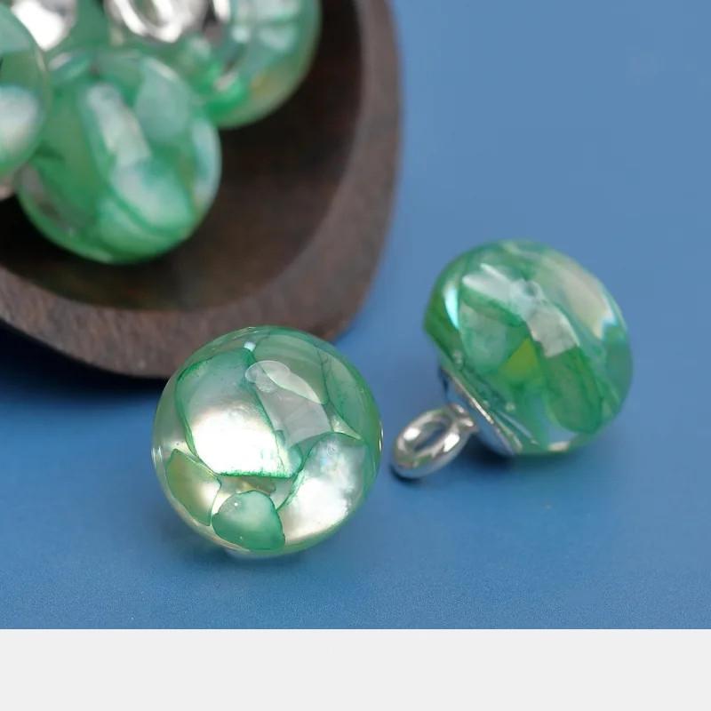 10PCS Gemstone Shank Buttons 11mm Round Metal Glossy Gem Buttons Woman Skirt Coat Buttons Multiple Colors