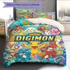 Группа Digimon Adventure Узор Постельное белье Домашний Декор Праздничный Подарок (1 пододеяльник + 2 наволочки, без наполнителя)