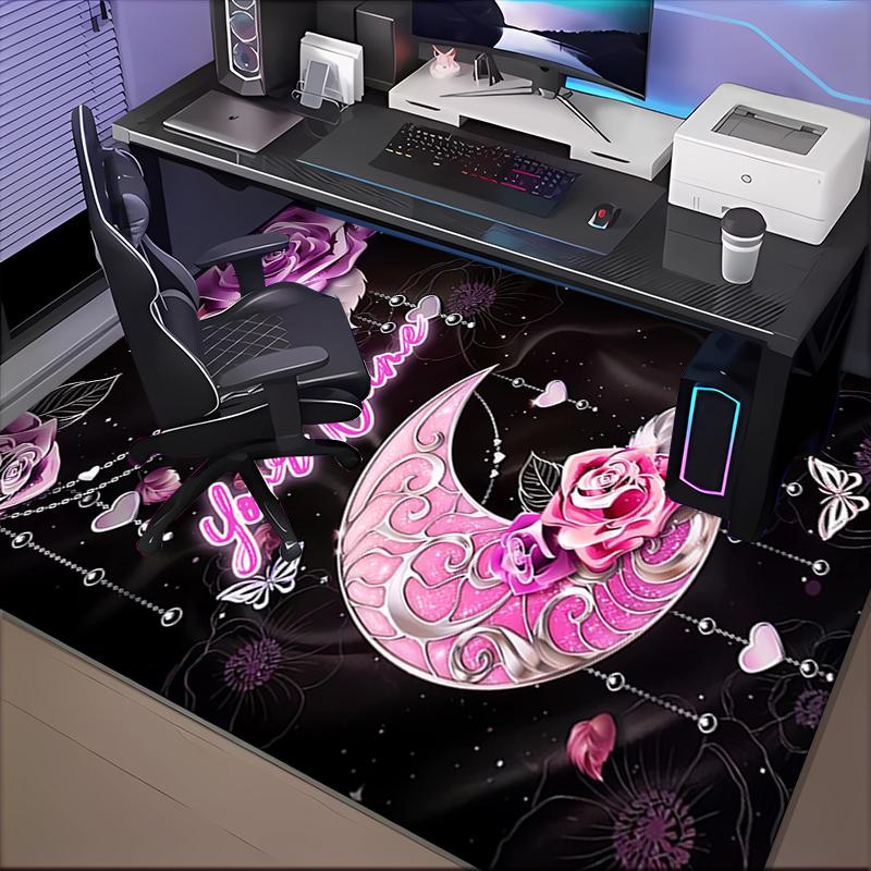 1PC Custom Name Moonlit Fantasy Garden Theme Floor Mat Ideal for Living Room, Game Rooms, Office, Bedroom Floor Mat Design