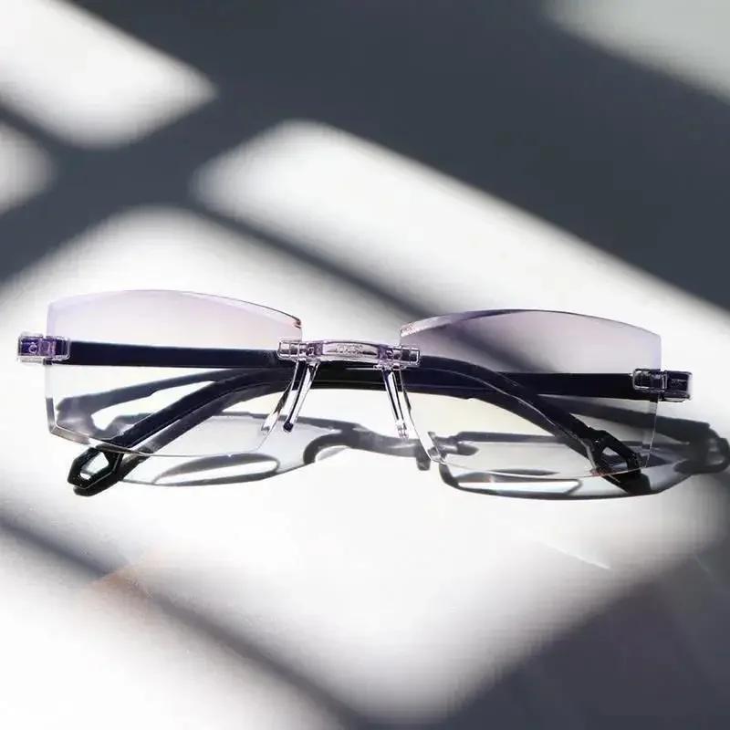 Ретро Унисекс Прогрессивные Бифокальные Очки для Чтения Анти-синие Безободковые Очки с огранкой «бриллиант» Винтажные Женские Мужские Очки для Близорукости и Дальнозоркости